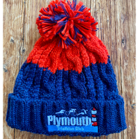 Navy & Red Bobble Hat